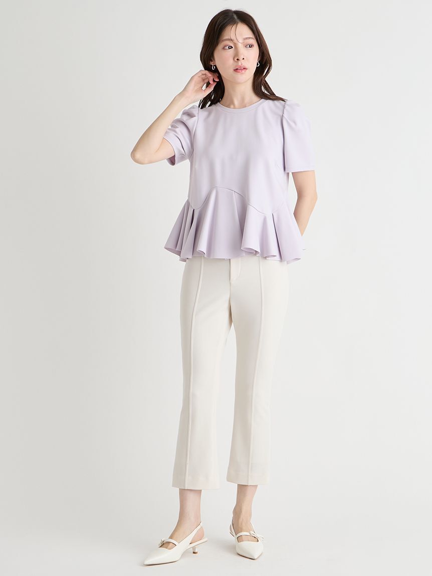 CELFORD「【洗える】ストレッチフレアカプリパンツ」|チノ|