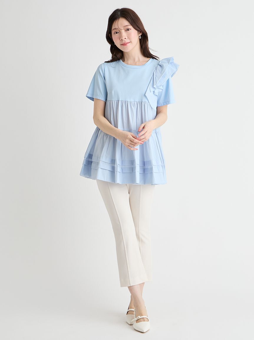 CELFORD「【洗える】ストレッチフレアカプリパンツ」|チノ|