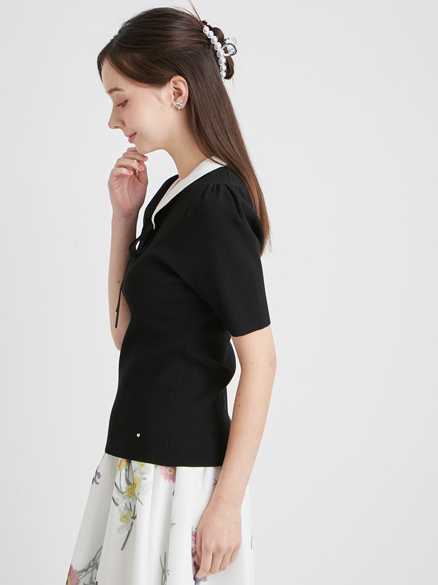 CELFORD「【洗える】ボウタイリボン衿付きニットプルオーバー」|ニット・セーター|