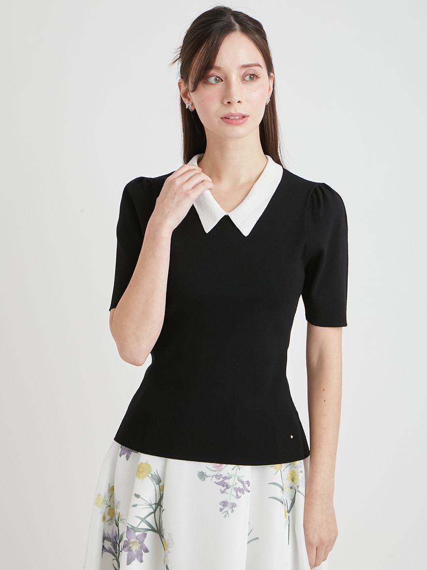 CELFORD「【洗える】ボウタイリボン衿付きニットプルオーバー」|ニット・セーター|