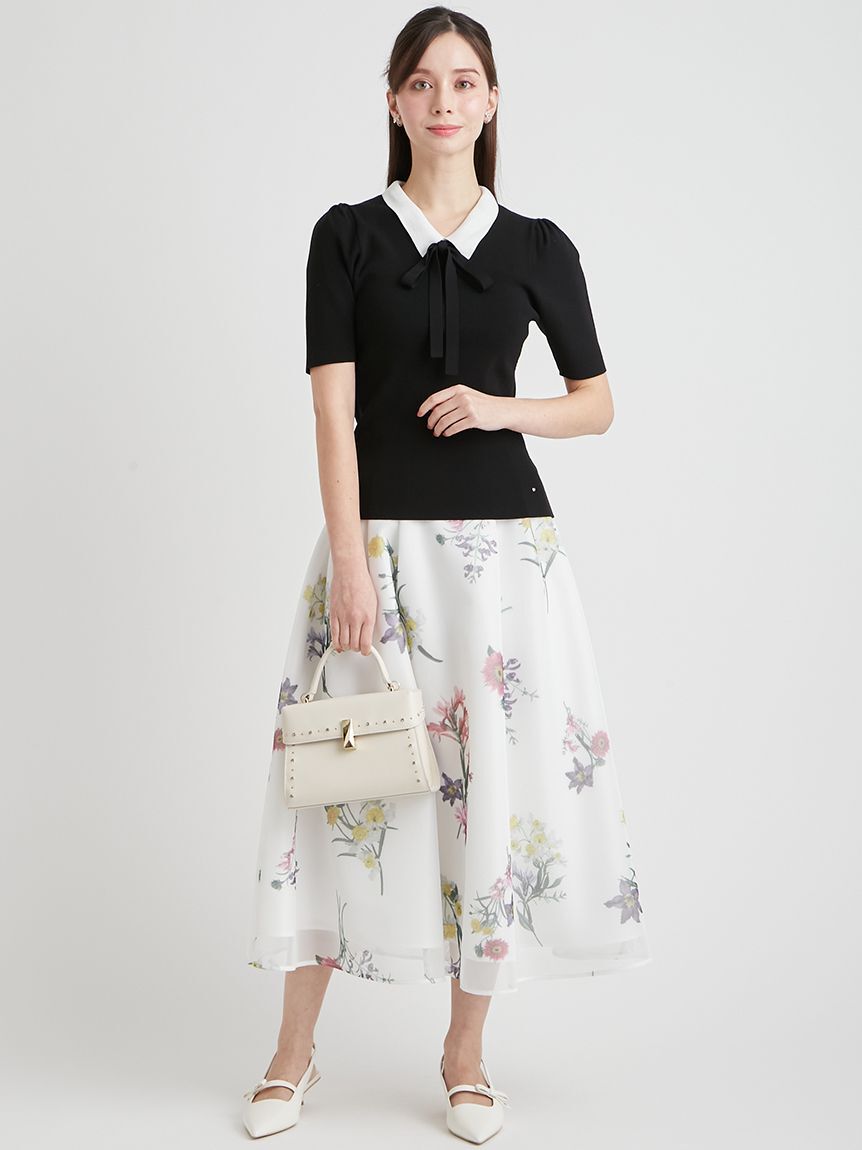 CELFORD「【洗える】ボウタイリボン衿付きニットプルオーバー」|ニット・セーター|