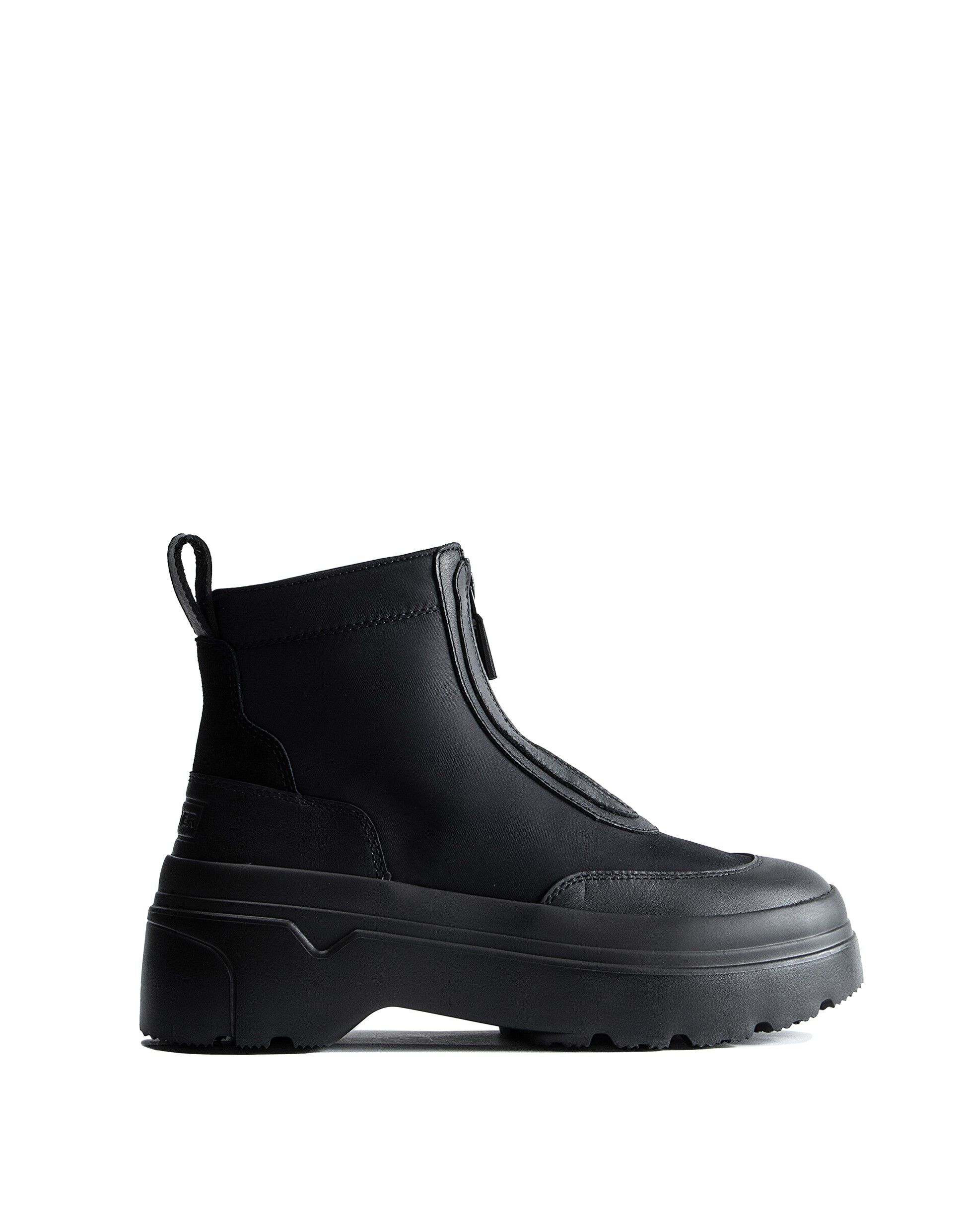 HUNTER「レディース エクスプローラー アンクル ジップ フラットフォームブーツ」|ショートブーツ|