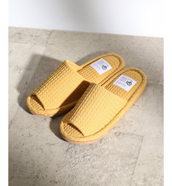TOKYO DESIGN CHANNEL「YORI 外縫いワッフルスリッパ M」|ルームシューズ|イエロー
