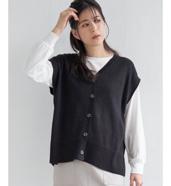 ikka「【2点セット】3WAYニットベストアンサンブル」|ニット・セーター|ブラック