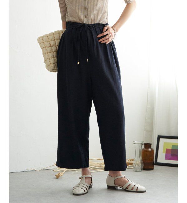 ikka「【雑誌 InRed 6月号掲載】麻混ベルト付きワイドパンツ」|その他|ネイビー