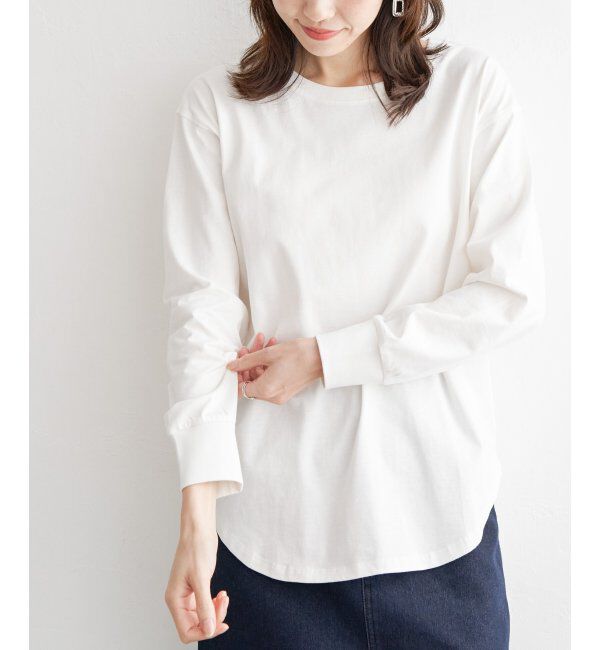 ikka「コットンUSA裾ラウンドロンT」|Tシャツ・カットソー|オフホワイト