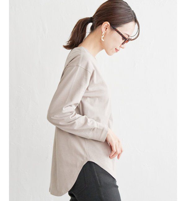 ikka「コットンUSA裾ラウンドロンT」|Tシャツ・カットソー|