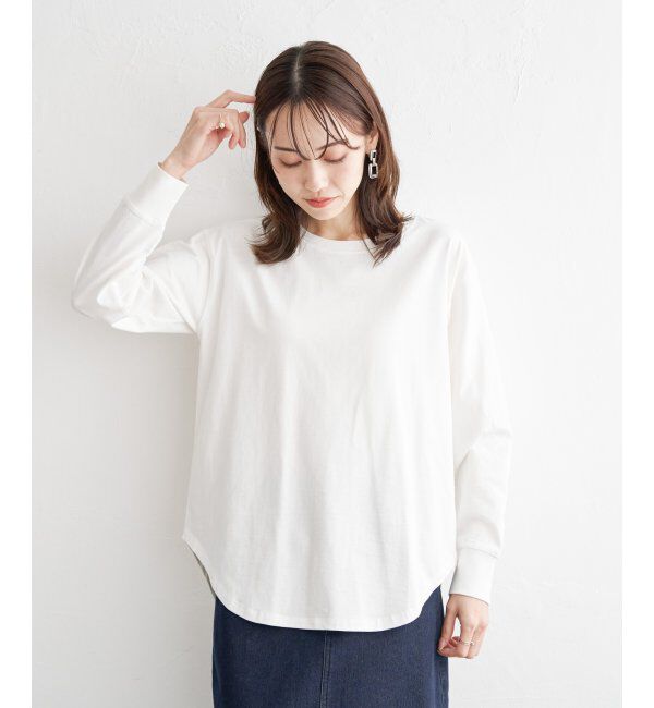 ikka「コットンUSA裾ラウンドロンT」|Tシャツ・カットソー|