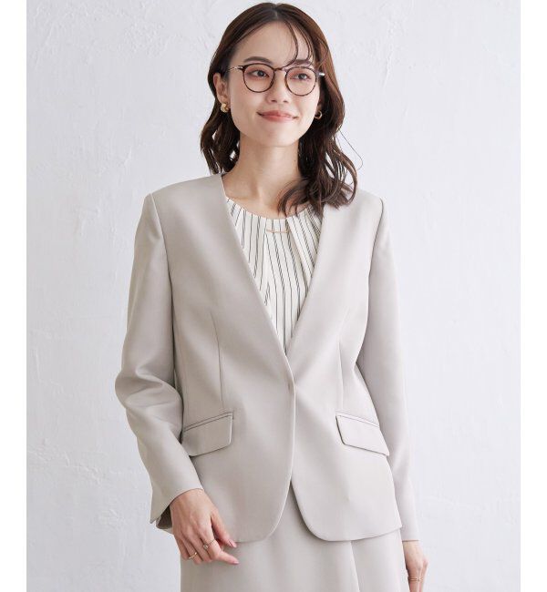 IKKA LOUNGE「ウォッシャブルVネックジャケット」|その他|ライトグレー