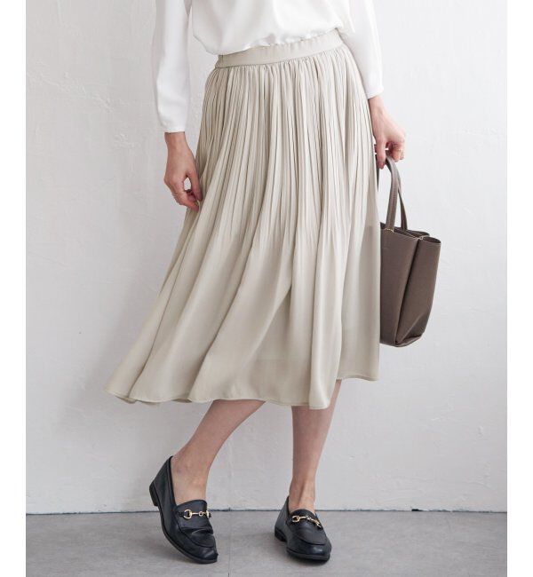 IKKA LOUNGE「シフォンプリーツスカート」|スカート|ライトグレー
