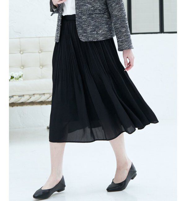 IKKA LOUNGE「シフォンプリーツスカート」|スカート|ブラック