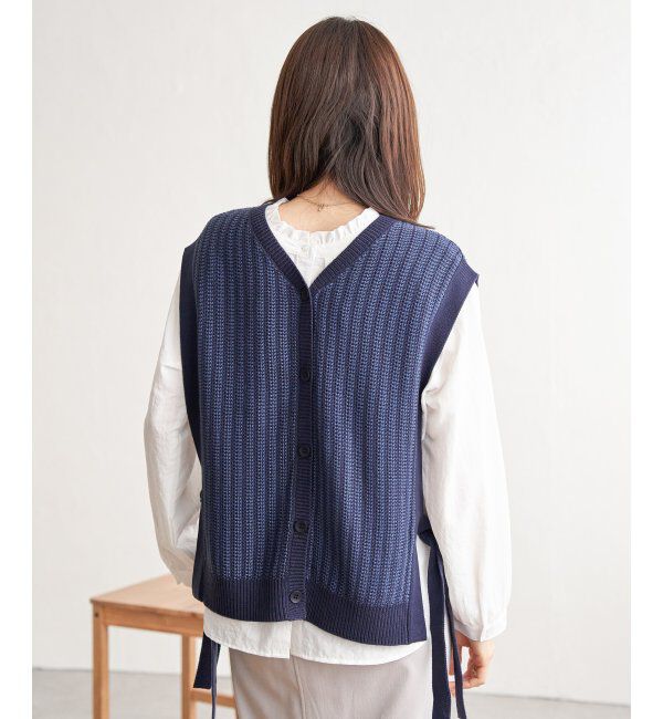 ikka「2WAYサイドリボンニットベスト」|ニット・セーター|