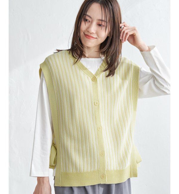ikka「2WAYサイドリボンニットベスト」|ニット・セーター|