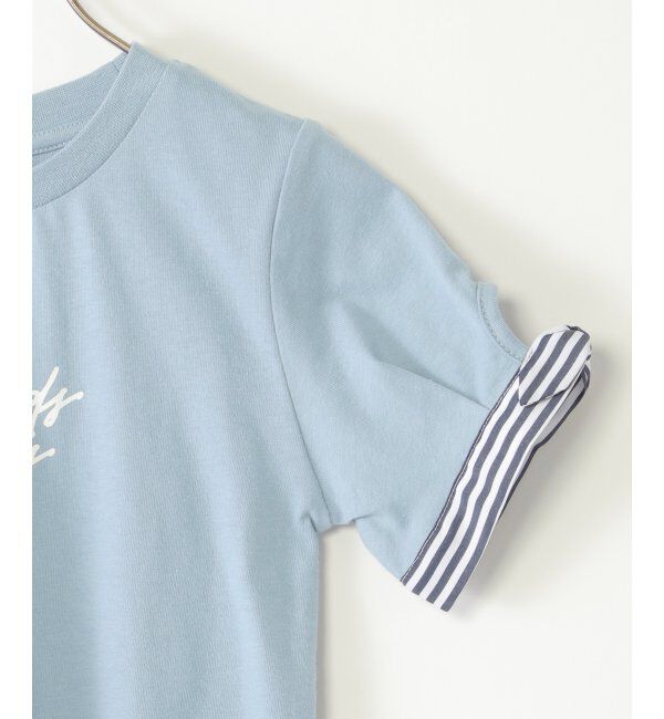 ikka kids「ソデストライプリボンロゴＴ」|Tシャツ・カットソー|