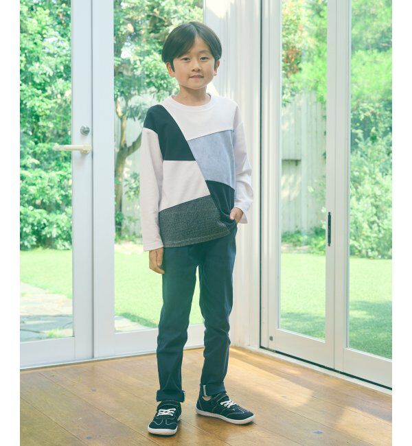 ikka kids「【親子おそろい】フェイクスエードブロックスロンT（120~160cm）」|Tシャツ・カットソー|