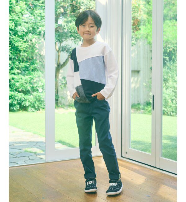 ikka kids「【親子おそろい】フェイクスエードブロックスロンT（120~160cm）」|Tシャツ・カットソー|