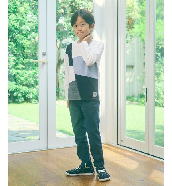 ikka kids「【親子おそろい】フェイクスエードブロックスロンT（120~160cm）」|Tシャツ・カットソー|