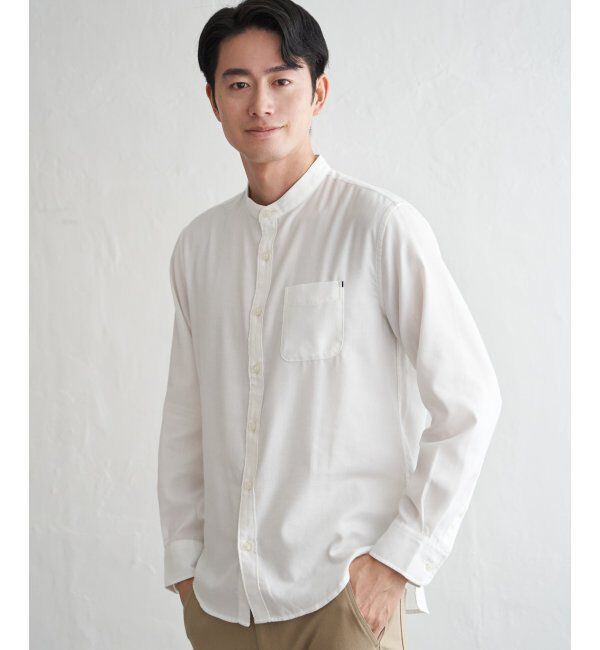 ikka「イージ－ケアネルバンドカラーＳＨ」|シャツ・ブラウス|ホワイト
