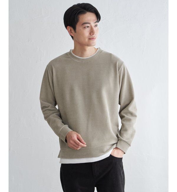 ikka「モールワッフルフェイクレイヤードプルオーバー」|パーカー|