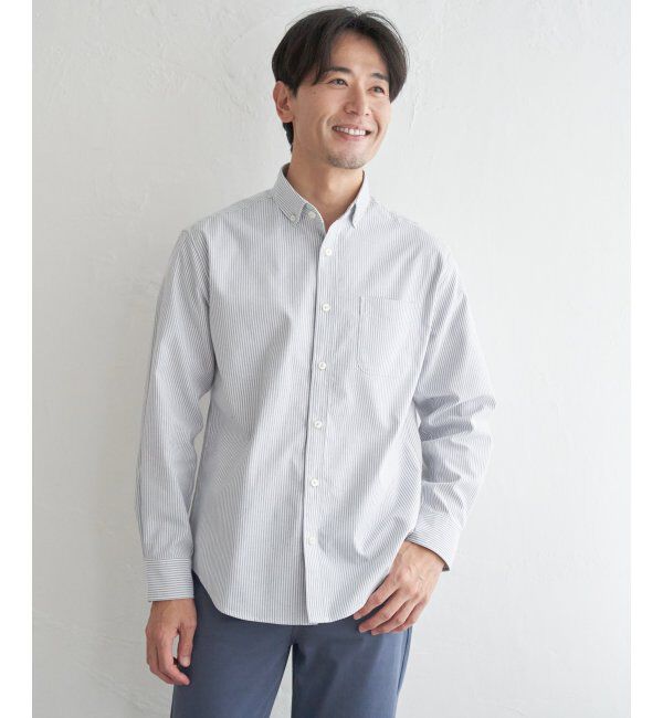 ikka「イージーケアソフトOXスイスカラーボタンダウンシャツ」|シャツ・ブラウス|グレー