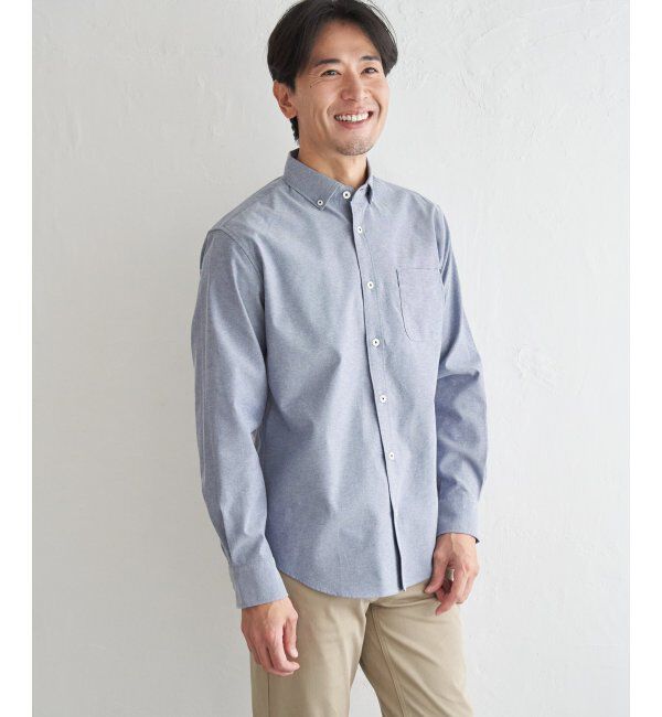 ikka「イージーケアソフトOXスイスカラーボタンダウンシャツ」|シャツ・ブラウス|ネイビーブルー
