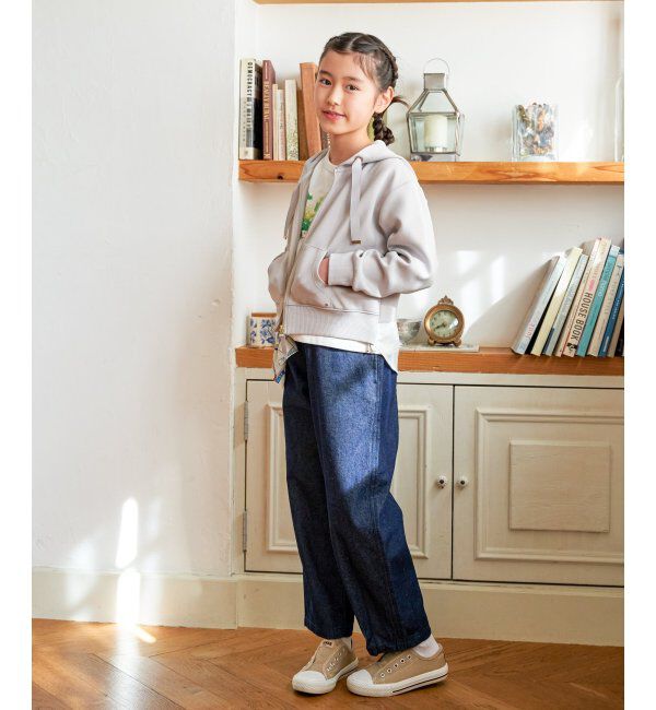 ikka kids「ダンボール裾レイヤージップパーカー（120~160cm）」|Tシャツ・カットソー|