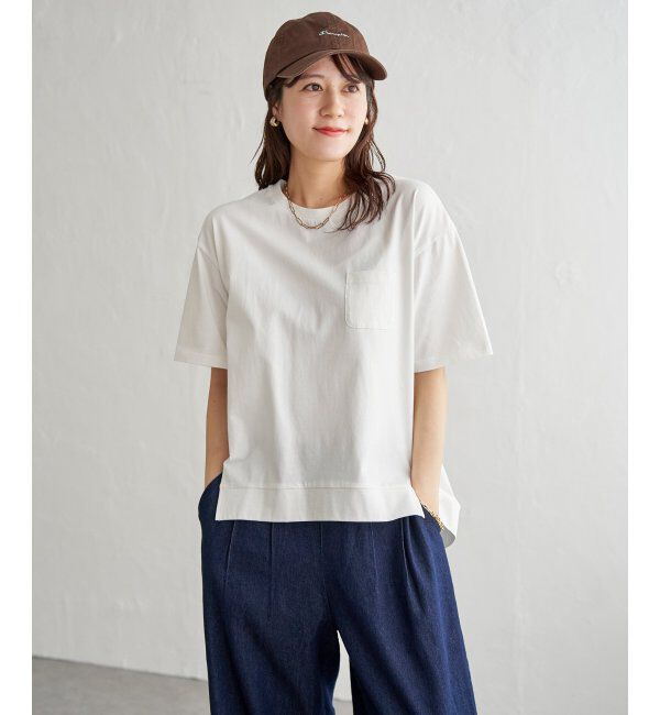 ikka「冷感コットン半袖ポケットTシャツ」|Tシャツ・カットソー|オフホワイト