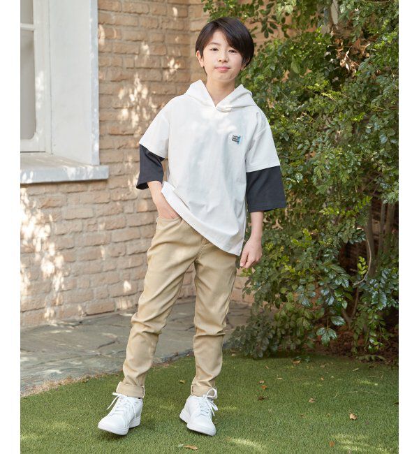 ikka kids「【親子コーデ】冷感6分袖レイヤードパーカー（120~160cm）」|Tシャツ・カットソー|
