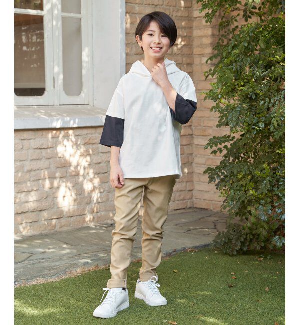 ikka kids「【親子コーデ】冷感6分袖レイヤードパーカー（120~160cm）」|Tシャツ・カットソー|