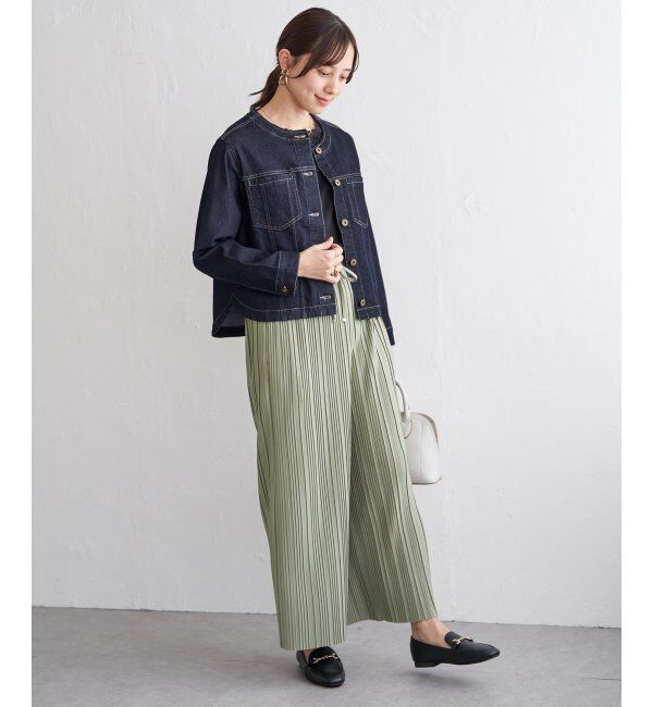 ikka「【雑誌InRed4月号掲載】ストレッチデニムノーカラーシャウター【親子コーデ】」|ノーカラーコート|