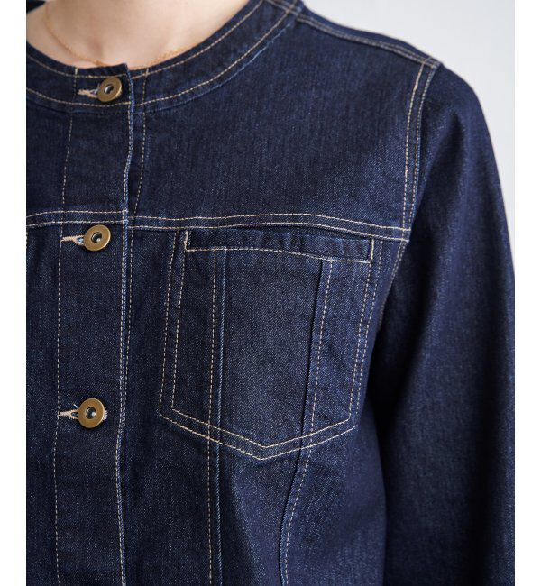 ikka「【雑誌InRed4月号掲載】ストレッチデニムノーカラーシャウター【親子コーデ】」|ノーカラーコート|