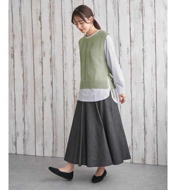 ikka「【雑誌InRed4月号掲載】ニットベストブラウスセット【2点セット】」|シャツ・ブラウス|