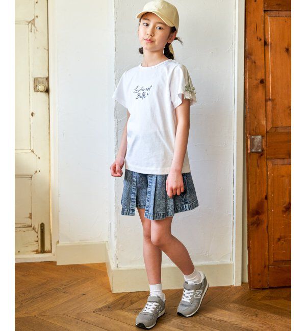 ikka kids「冷感肩ギンガム切り替えロゴT（120~160cm）」|Tシャツ・カットソー|