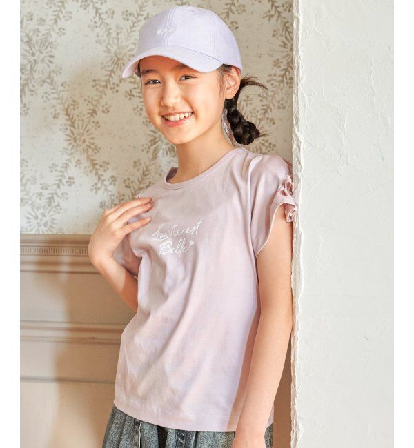ikka kids「冷感肩ギンガム切り替えロゴT（120~160cm）」|Tシャツ・カットソー|
