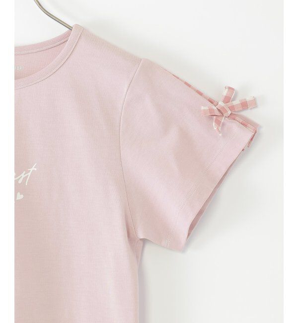 ikka kids「冷感肩ギンガム切り替えロゴT（120~160cm）」|Tシャツ・カットソー|