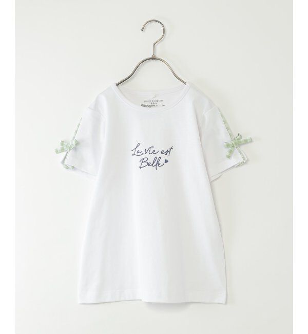 ikka kids「冷感肩ギンガム切り替えロゴT（120~160cm）」|Tシャツ・カットソー|