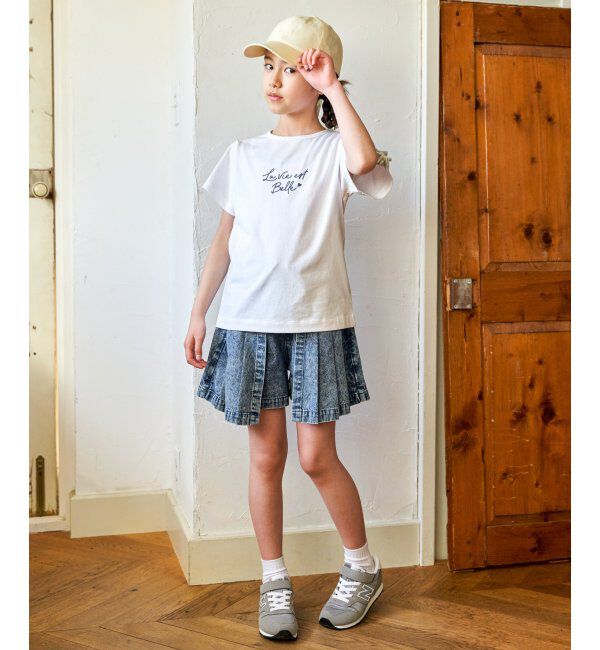 ikka kids「冷感肩ギンガム切り替えロゴT（120~160cm）」|Tシャツ・カットソー|