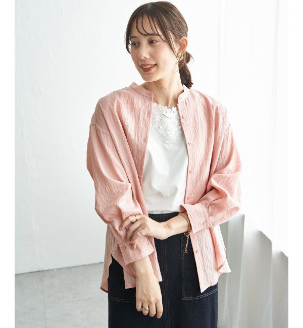 ikka「冷感リネンバンドカラーシャツ」|シャツ・ブラウス|