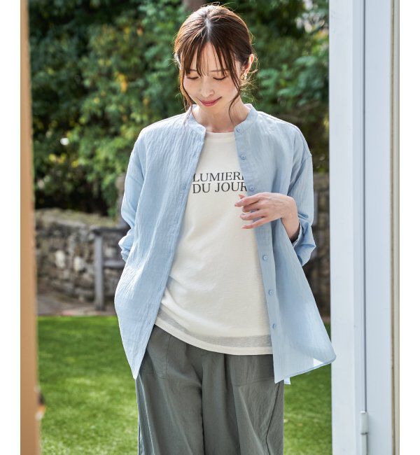 ikka「冷感リネンバンドカラーシャツ」|シャツ・ブラウス|