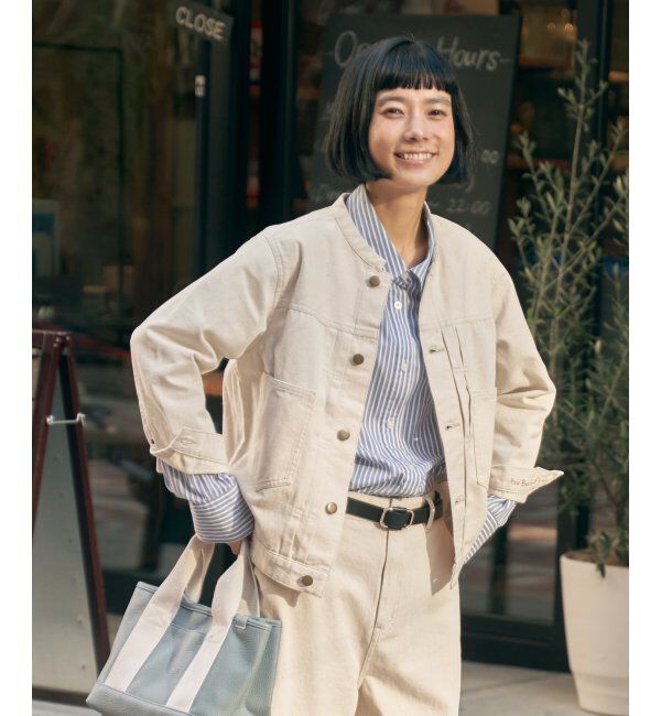 Lbc with Life「ＬＢＣデニムノーカラージャケット」|ブルゾン・スタジャン|