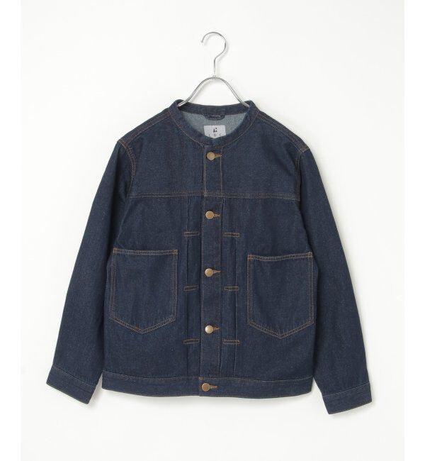 Lbc with Life「ＬＢＣデニムノーカラージャケット」|ブルゾン・スタジャン|ダークネイビー