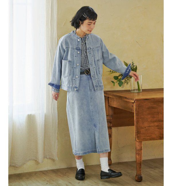 Lbc with Life「ＬＢＣデニムノーカラージャケット」|ブルゾン・スタジャン|