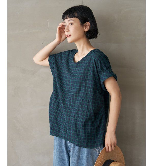 Lbc with Life「コットンPU袖ロールアップブラウス」|シャツ・ブラウス|