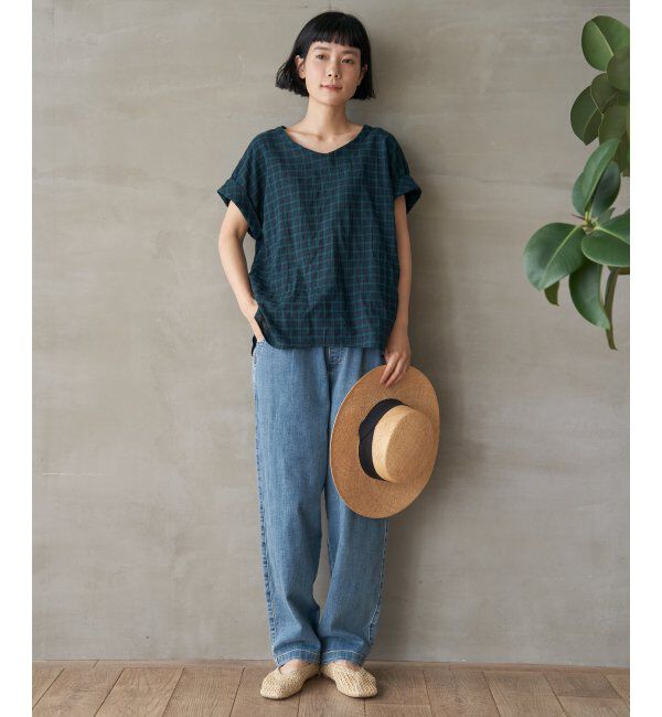 Lbc with Life「コットンPU袖ロールアップブラウス」|シャツ・ブラウス|