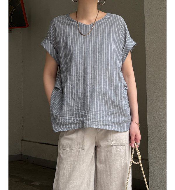 Lbc with Life「コットンPU袖ロールアップブラウス」|シャツ・ブラウス|