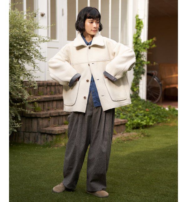 Lbc with Life「ボアコーデュロイリバーシブル襟付きジャケット」|ブルゾン・スタジャン|