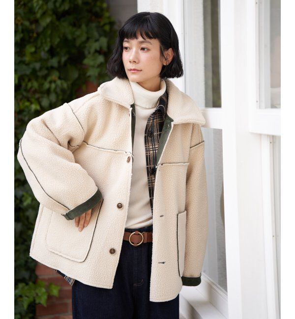 Lbc with Life「ボアコーデュロイリバーシブル襟付きジャケット」|ブルゾン・スタジャン|