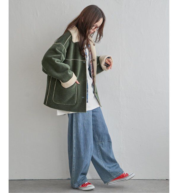 Lbc with Life「ボアコーデュロイリバーシブル襟付きジャケット」|ブルゾン・スタジャン|