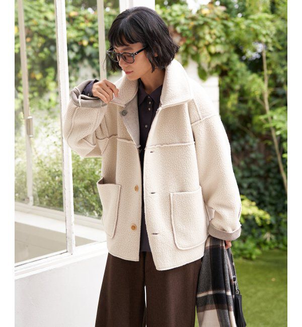 Lbc with Life「ボアコーデュロイリバーシブル襟付きジャケット」|ブルゾン・スタジャン|