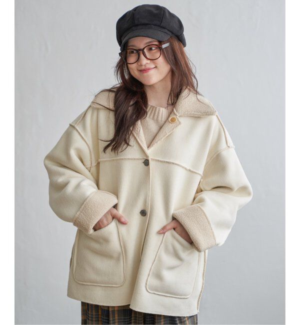 Lbc with Life「ボアコーデュロイリバーシブル襟付きジャケット」|ブルゾン・スタジャン|